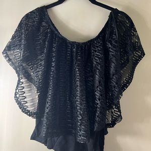 Sexy black off the shoulder shirt great for date night.